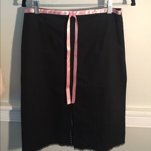 Black A-Line Skirt with Patterned Pleat